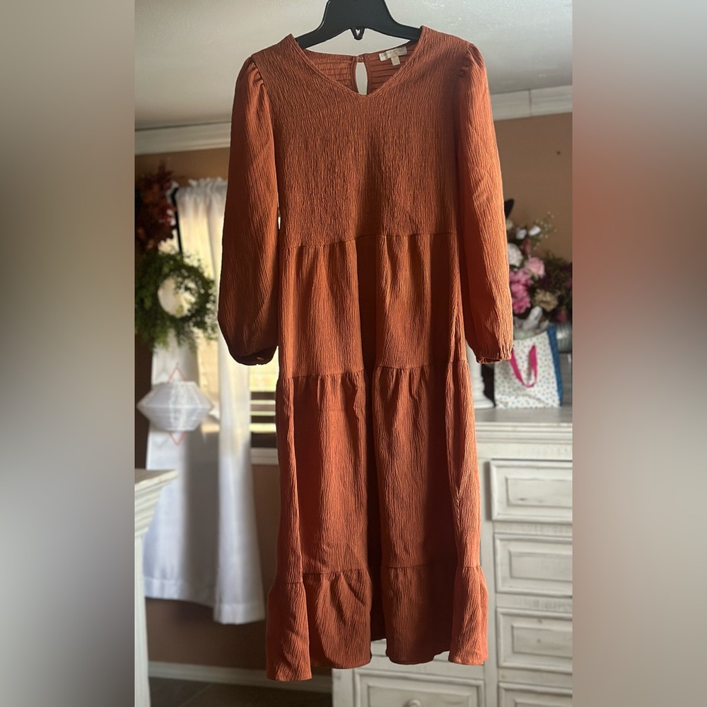 - SOLD- Girls Burnt Orange Dress
